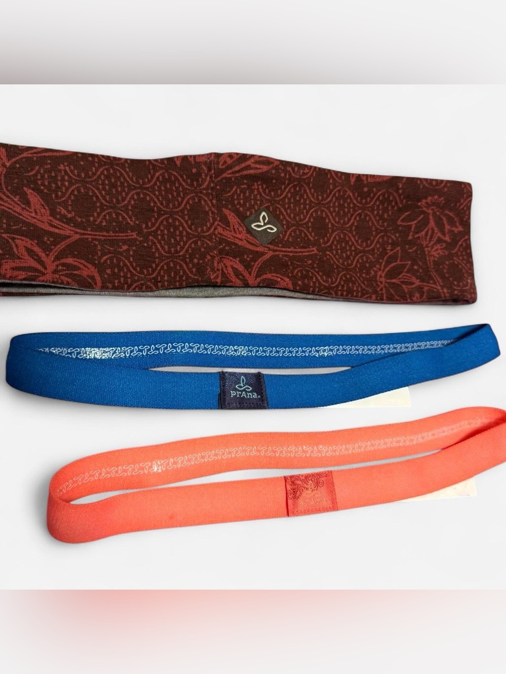 Prana Headband Bundle Set of 3 Floral Pink Blue Maroon Athletic Yoga